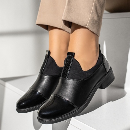 Pantofi casual dama cu strasuri si varf lucios negri MOD10979, 2, modlet.ro
