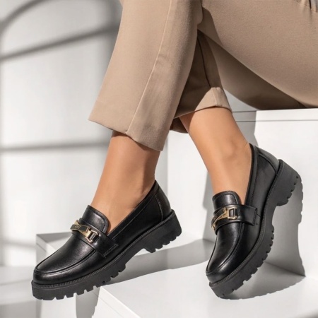Pantofi casual dama cu talpa groasa negri LILI14, 2, modlet.ro