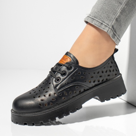 Pantofi casual dama, Pantofi casual dama cu talpa groasa negri MOD13158, modlet.ro