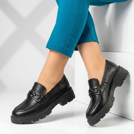 Pantofi casual dama cu talpa groasa negri NINA1, 2, modlet.ro