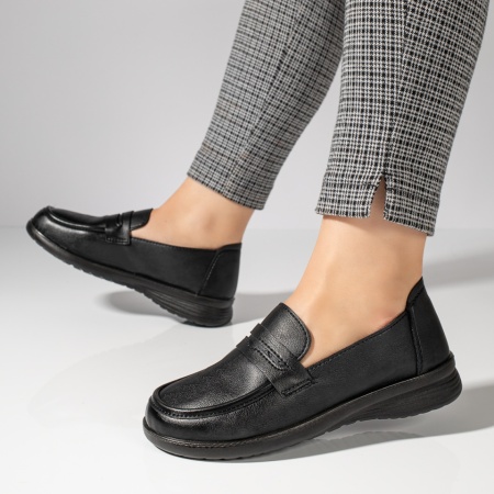 Pantofi casual dama, Pantofi casual dama cu talpa joasa negri MOD10947, modlet.ro