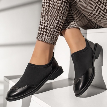 Pantofi casual dama, Pantofi casual dama cu talpa joasa negri MOD13380, modlet.ro