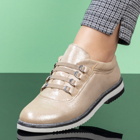 Pantofi casual dama din piele naturala bej MOD03668, 6, modlet.ro