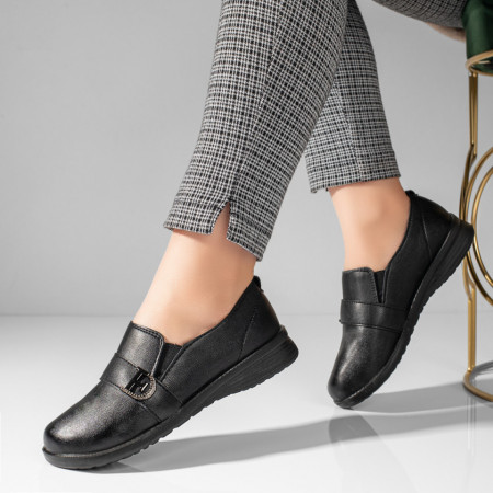 Pantofi casual dama negri cu accesoriu si elastic DORA22, 2, modlet.ro