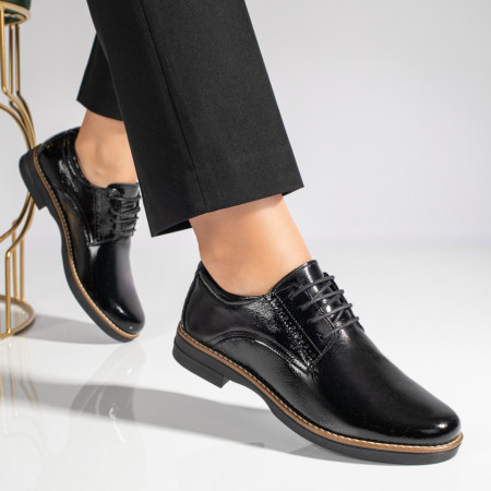 Pantofi casual dama negri cu aspect lucios din Piele naturala MOD10892, 4, modlet.ro