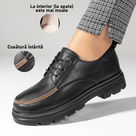 Pantofi casual dama, Pantofi casual dama negri cu khaki MOD10977, modlet.ro