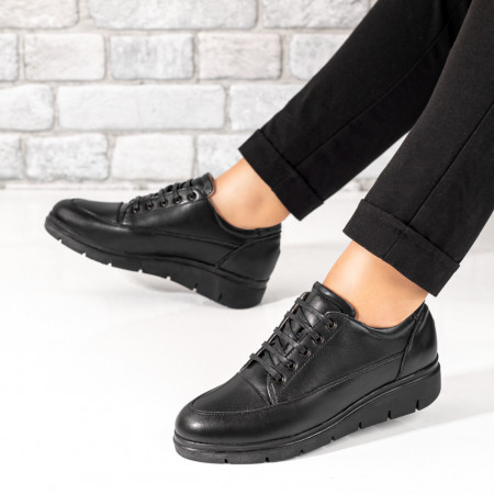 Pantofi casual dama negri cu talpa groasa din Piele naturala MOD10249, 3, modlet.ro