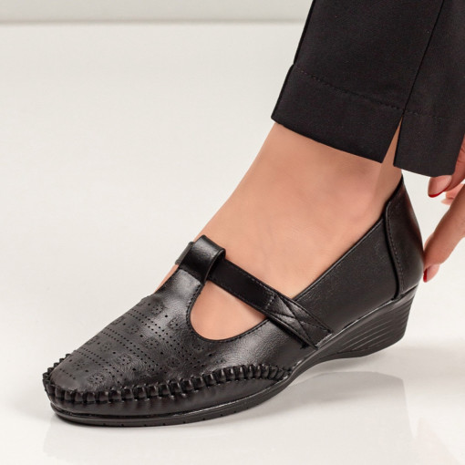 Pantofi casual dama, Pantofi casual dama negri cu toc mic si scai ZEF03019 - zeforia.ro