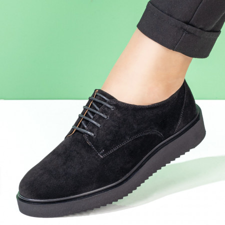 Pantofi casual dama negri din Piele naturala intoarsa MDL03627