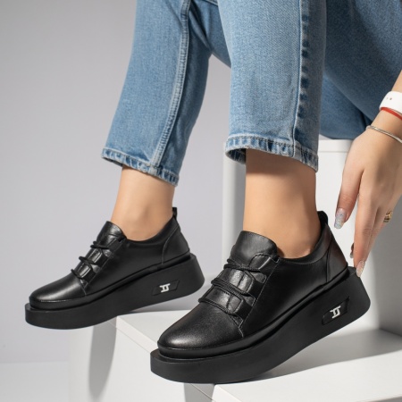 Pantofi casual dama, Pantofi casual dama negri din Piele naturala MOD11125, modlet.ro