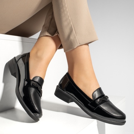 Pantofi casual dama pietre aplicate negri MOD09992, 3, modlet.ro