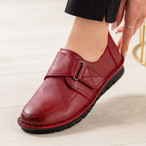 Pantofi casual dama rosii din piele ecologica cu scai MDL02955