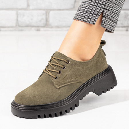 Plateste Jumatate!, Pantofi casual dama verzi suede din Piele naturala MOD10278, modlet.ro
