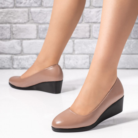 Pantofi dama, Pantofi cu platforma dama nude MOD06052, modlet.ro