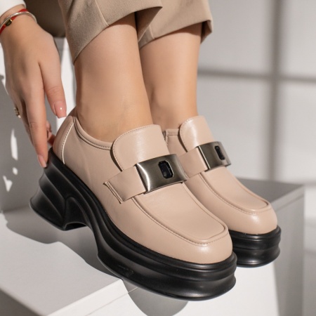 Pantofi dama casual bej cu platforma MOD11831, 4, modlet.ro
