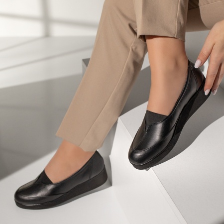 Pantofi dama casual cu platforma negri din Piele naturala MOD03550, 2, modlet.ro