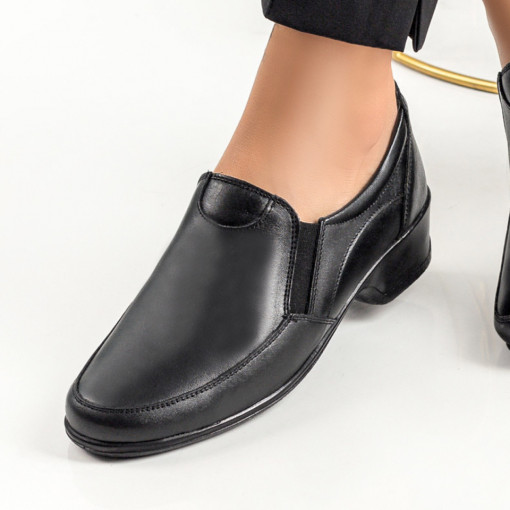 Dama - Clasic, Pantofi dama casual cu toc negri din Piele ZEF06403 - zeforia.ro