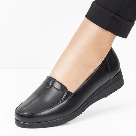 Pantofi casual dama, Pantofi dama casual negri cu insertie de material elastic MOD08421, modlet.ro