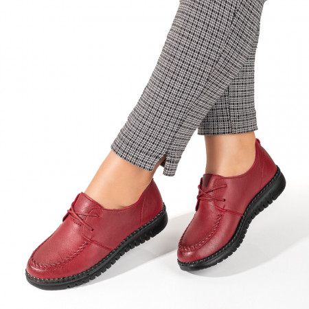 Pantofi dama, Pantofi dama casual rosii cu siret MOD03858, modlet.ro