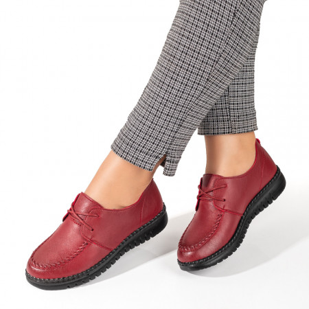 Pantofi dama casual rosii cu siret ZEF03858
