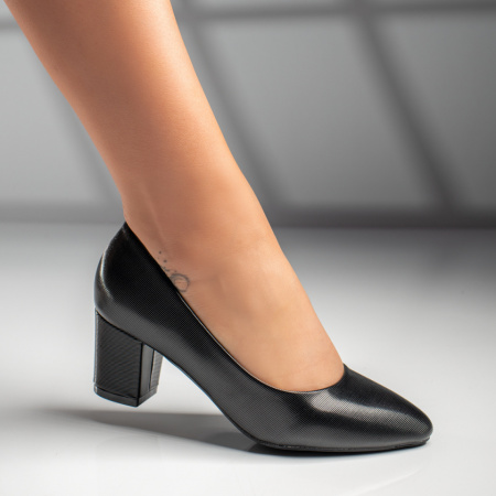 Pantofi dama cu toc gros negri MOD03690, 1, modlet.ro
