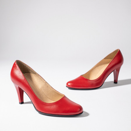 Reduceri incaltaminte dama, Pantofi dama cu toc rosii din Piele naturala ZEF06037 - zeforia.ro