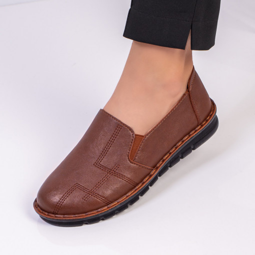 Pantofi dama, Pantofi dama maro casual cu insertii de material elastic ZEF02948 - zeforia.ro