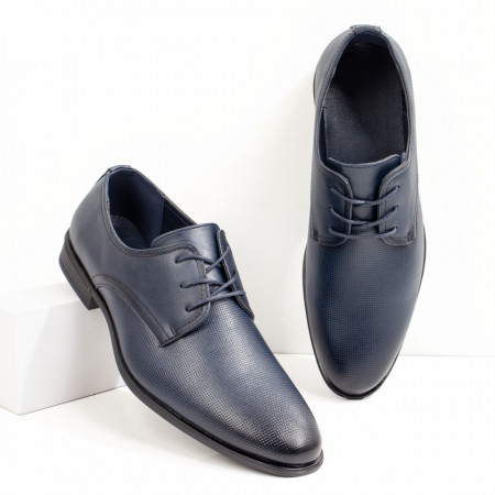 Pantofi barbati eleganti, Pantofi eleganti barbati albastri cu siret MDL09039 - modlet.ro