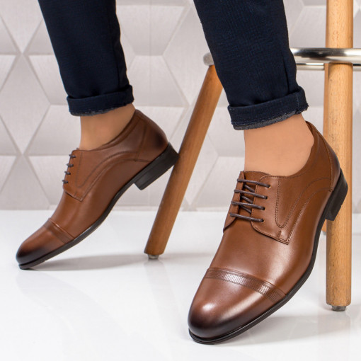 Pantofi eleganti barbati maro din Piele naturala Atari