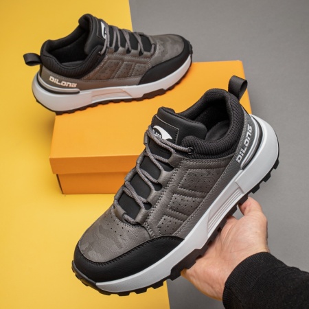 Adidasi barbati, Pantofi sport barbati cu siret gri MOD13025, modlet.ro