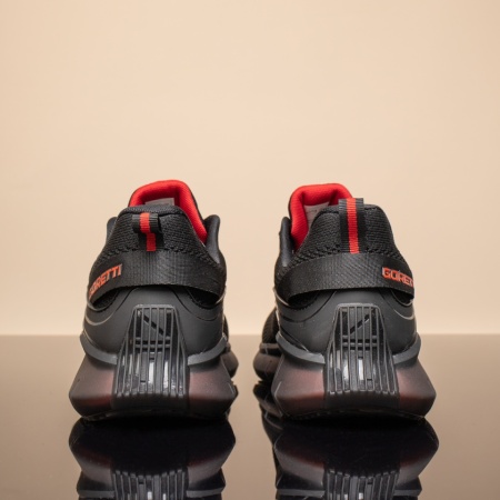 Pantofi sport barbati din material textil negru cu rosu MOD13453, 4, modlet.ro
