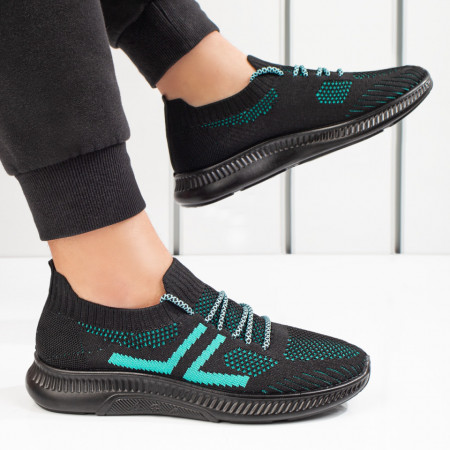 REDUCERI INCALTAMINTE, Pantofi sport barbati negri cu verde MOD08526, modlet.ro