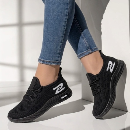 Pantofi sport dama cu siret negri cu alb MOD08071, 3, modlet.ro