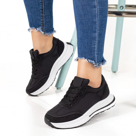 Adidasi dama, Pantofi sport dama cu siret negri MOD09968, modlet.ro