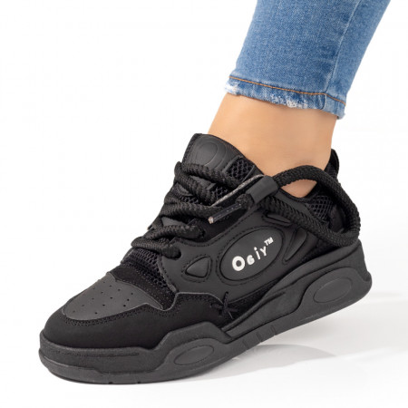 Adidasi dama, Pantofi sport dama cu siret negri MOD10360, modlet.ro