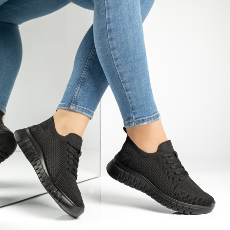 Pantofi sport dama cu siret negri MOD13236, 4, modlet.ro
