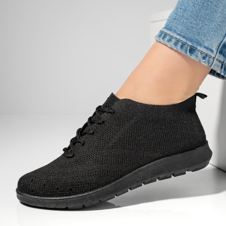 Adidasi dama, Pantofi sport dama cu siret si perforatii negri MOD13054, modlet.ro