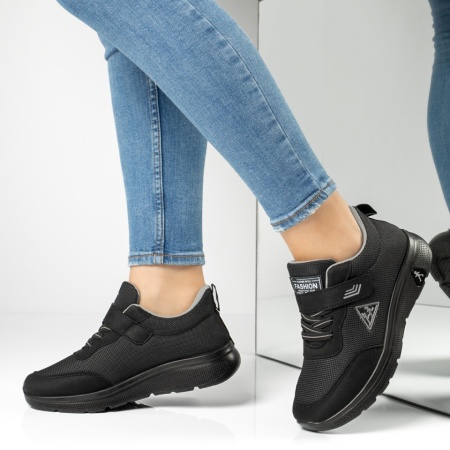 Adidasi dama, Pantofi sport dama cu siret si scai negri MOD13221, modlet.ro