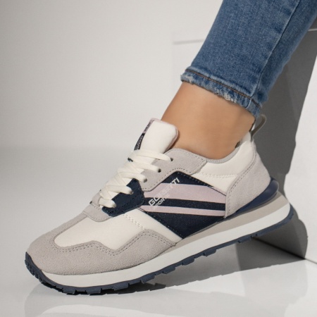 Adidasi dama, Pantofi sport dama cu siret si talpa groasa gri MOD13459, modlet.ro