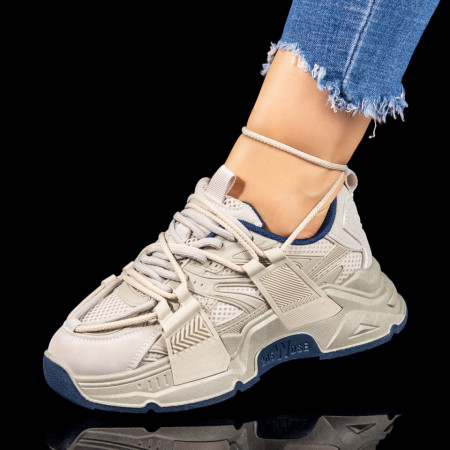 REDUCERI INCALTAMINTE, Pantofi sport dama cu talpa groasa gri cu albastru MOD10436, modlet.ro