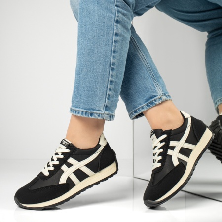 Adidasi dama, Pantofi sport dama cu talpa joasa negri MOD13019, modlet.ro
