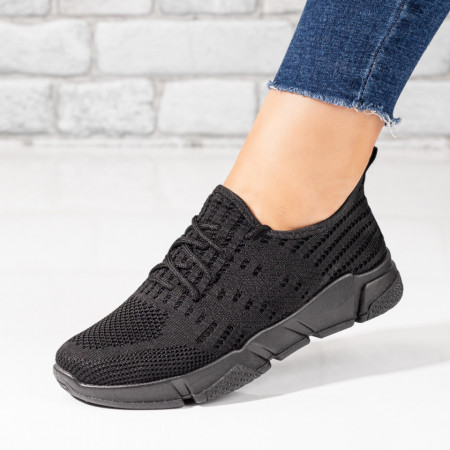 Adidasi dama, Pantofi sport dama din material textil negri MOD10149, modlet.ro