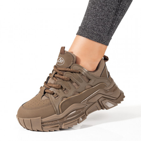 Adidasi dama, Pantofi sport dama khaki cu siret gros MOD10062, modlet.ro