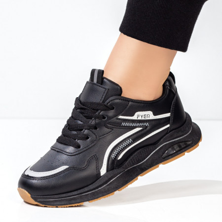Oferta zilei, Pantofi sport dama negri cu alb MOD07878, modlet.ro