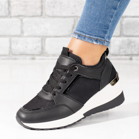 1+JUMATATE Dama, Pantofi sport dama negri cu siret MDL08121 - modlet.ro