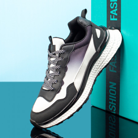 REDUCERI INCALTAMINTE, Pantofi sport negri cu alb barbati MOD10191, modlet.ro