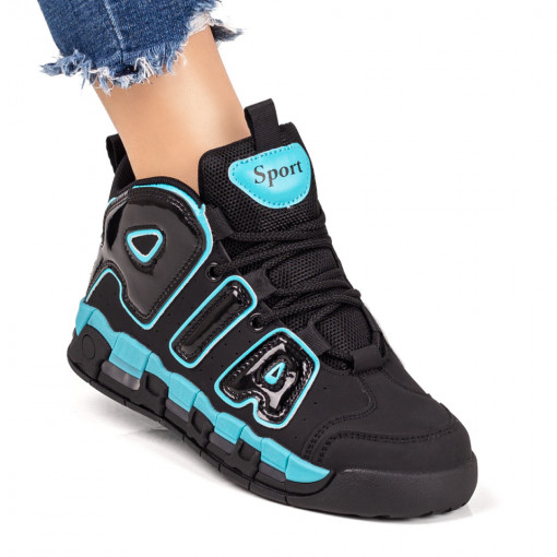 Adidasi dama, Pantofi sport negri cu albastru MOD07809, modlet.ro
