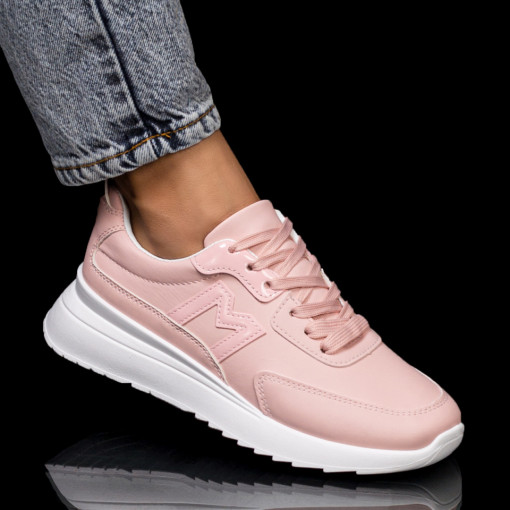 Adidasi dama, Pantofi sport roz dama cu siret si talpa groasa ZEF06310 - zeforia.ro