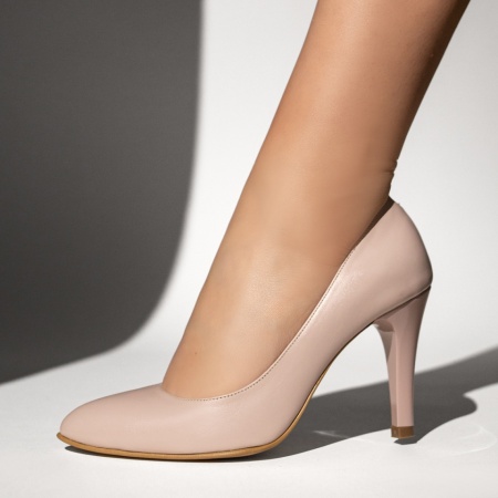 Pantofi Stiletto dama nude din Piele naturala MOD13490, 3, modlet.ro