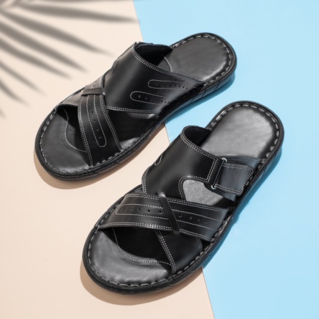 Papuci barbati casual negri din Piele naturala MOD13789, 2, modlet.ro